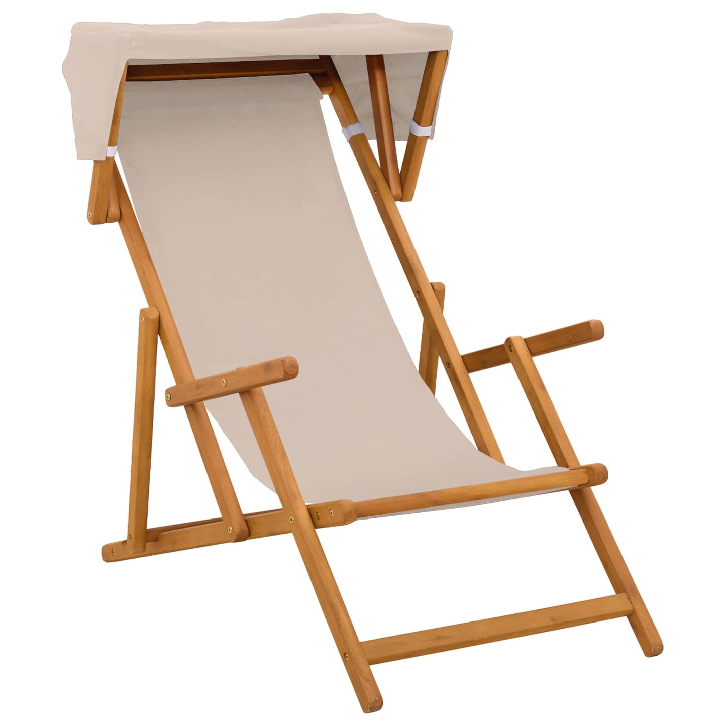 Ligstoel 3 Positie massief eucalyptushout Beige