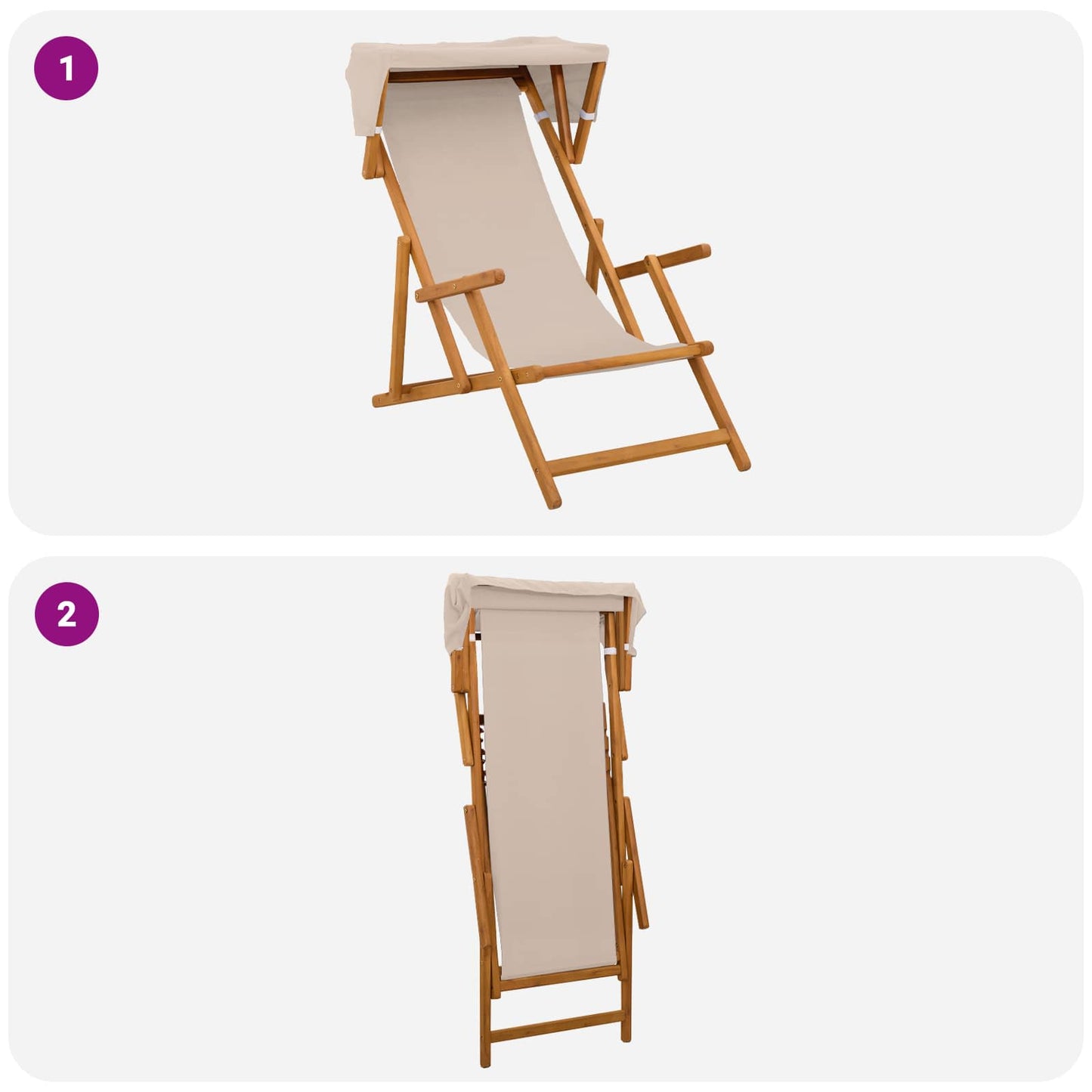 Ligstoel 3 Positie massief eucalyptushout Beige