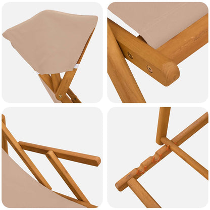 Ligstoel 3 Positie massief eucalyptushout Taupe