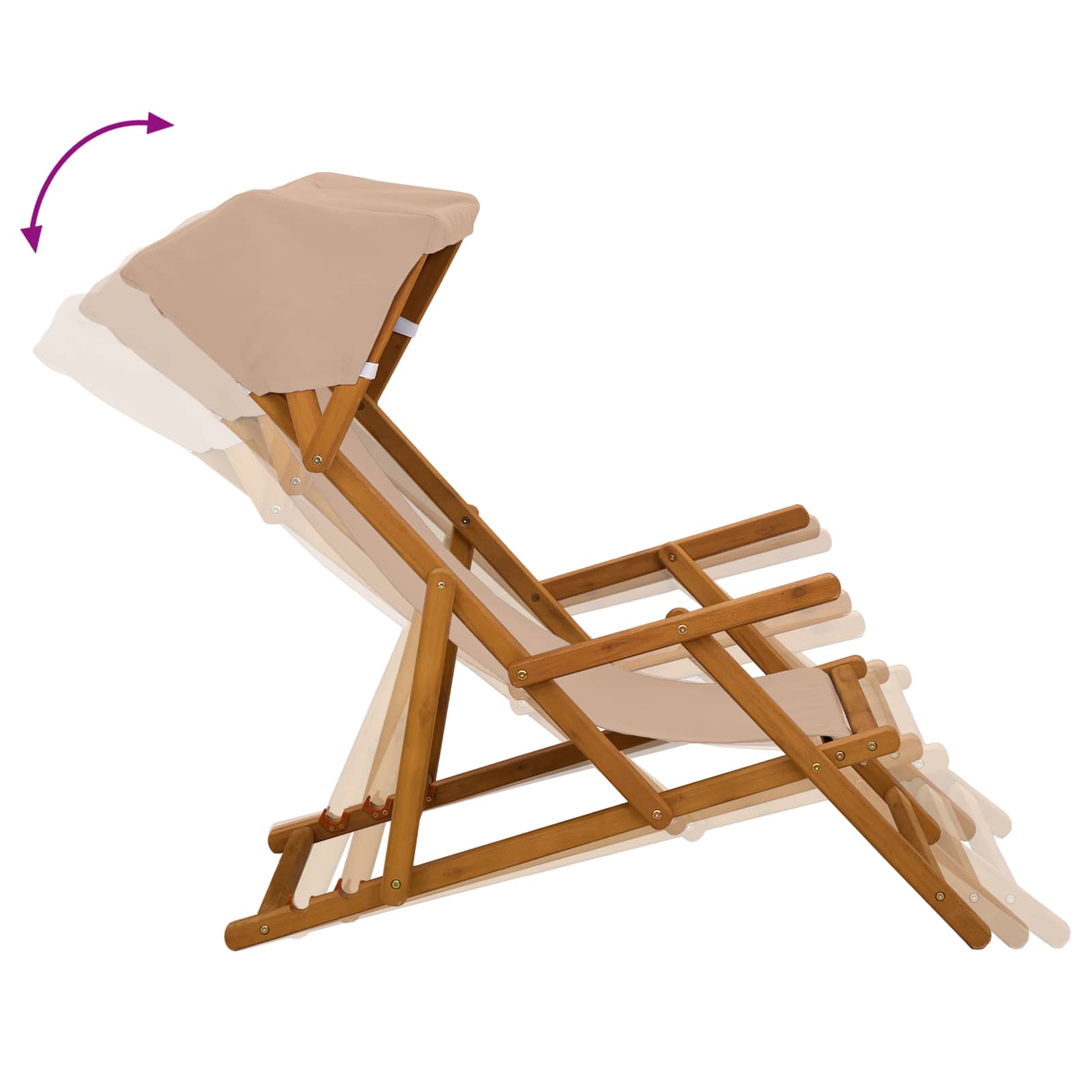 Ligstoel 3 Positie massief eucalyptushout Taupe