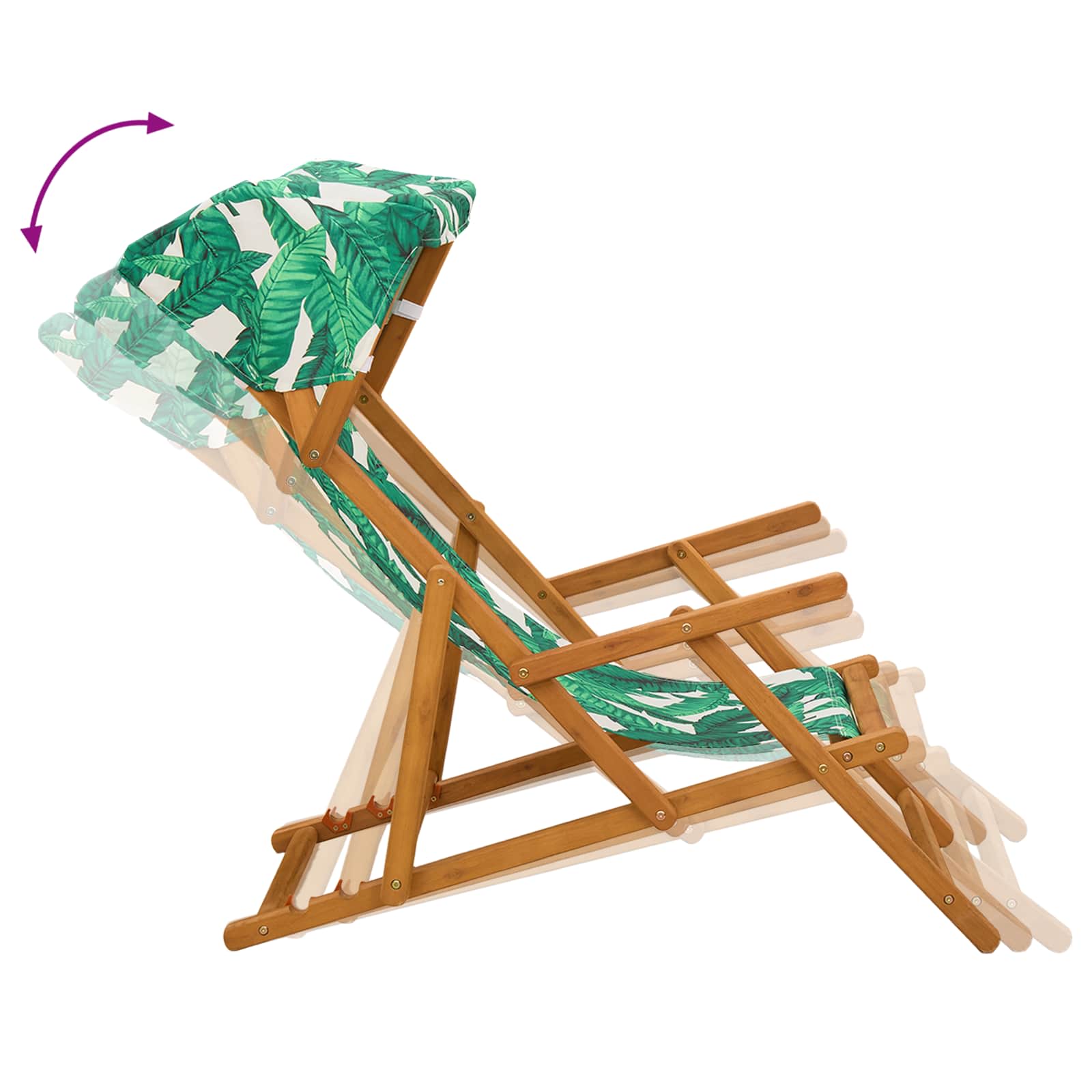 Ligstoel 3 Positie massief eucalyptushout Bladpatroon