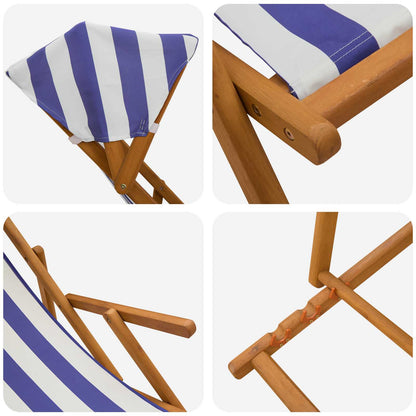 Ligstoel 3 Positie massief eucalyptushout Blauw en Wit