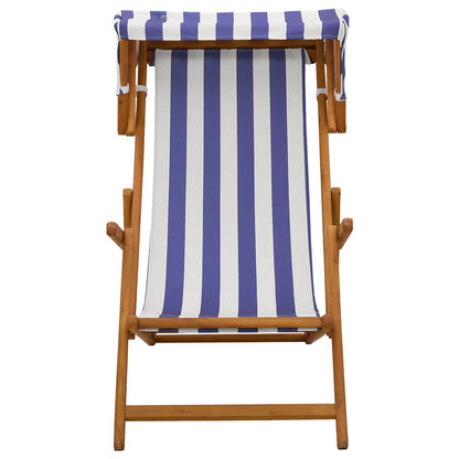 Ligstoel 3 Positie massief eucalyptushout Blauw en Wit