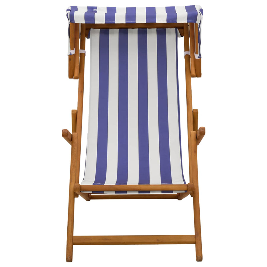 Ligstoel 3 Positie massief eucalyptushout Blauw en Wit
