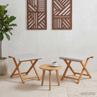Ligstoel set massief eucalyptushout crèmekleurig