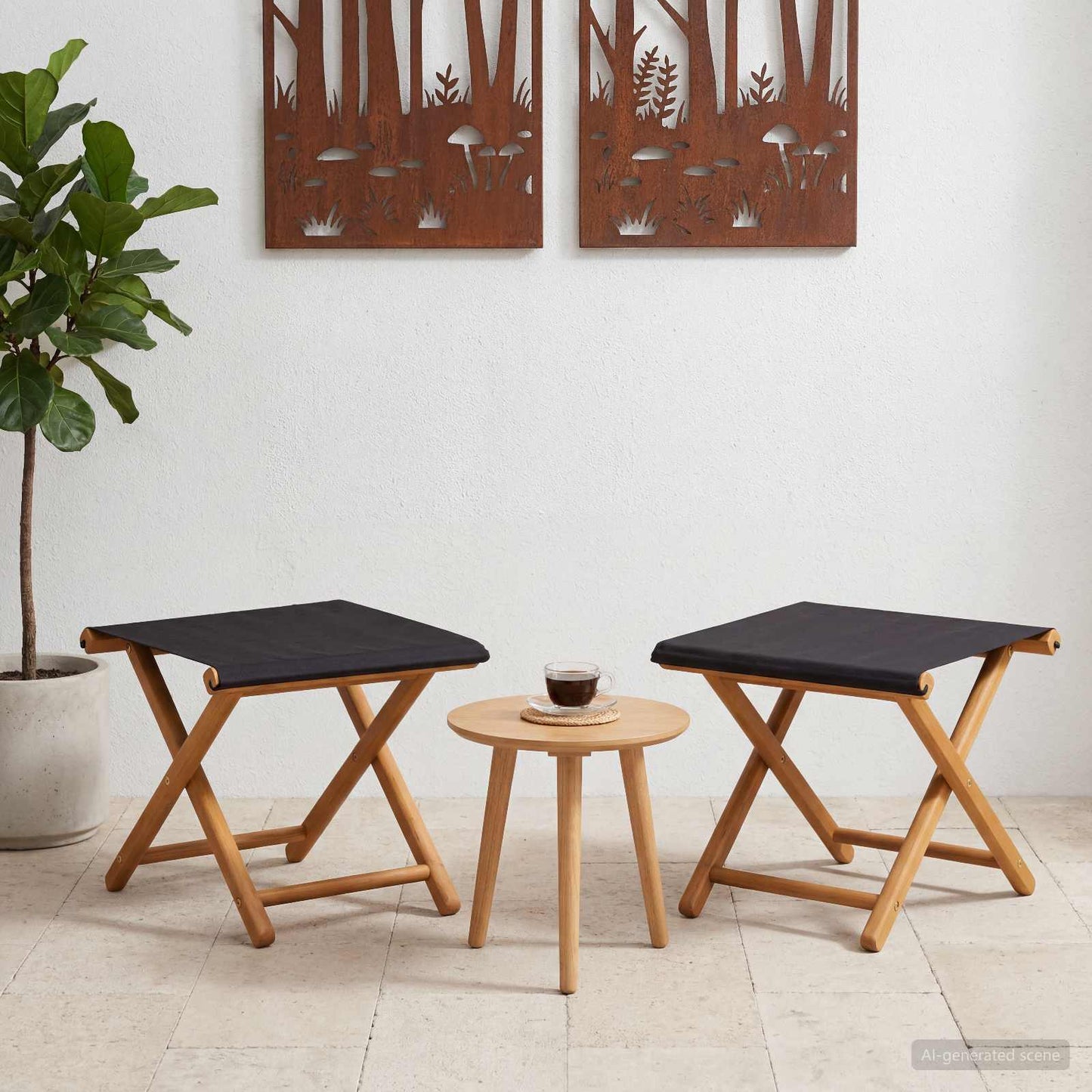 Ligstoel 2 pcs massief eucalyptushout Zwart