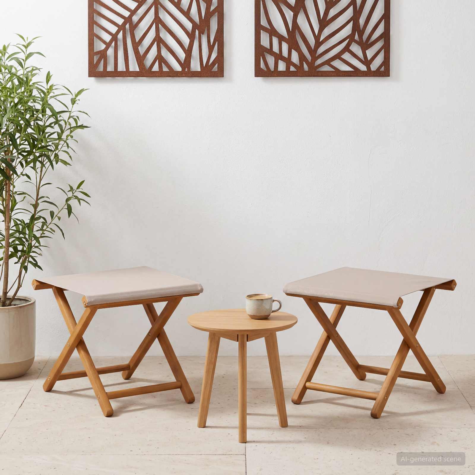 Ligstoel 2 pcs massief eucalyptushout Beige