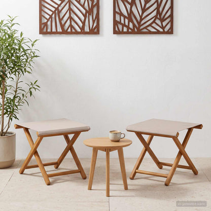 Ligstoel 2 pcs massief eucalyptushout Beige
