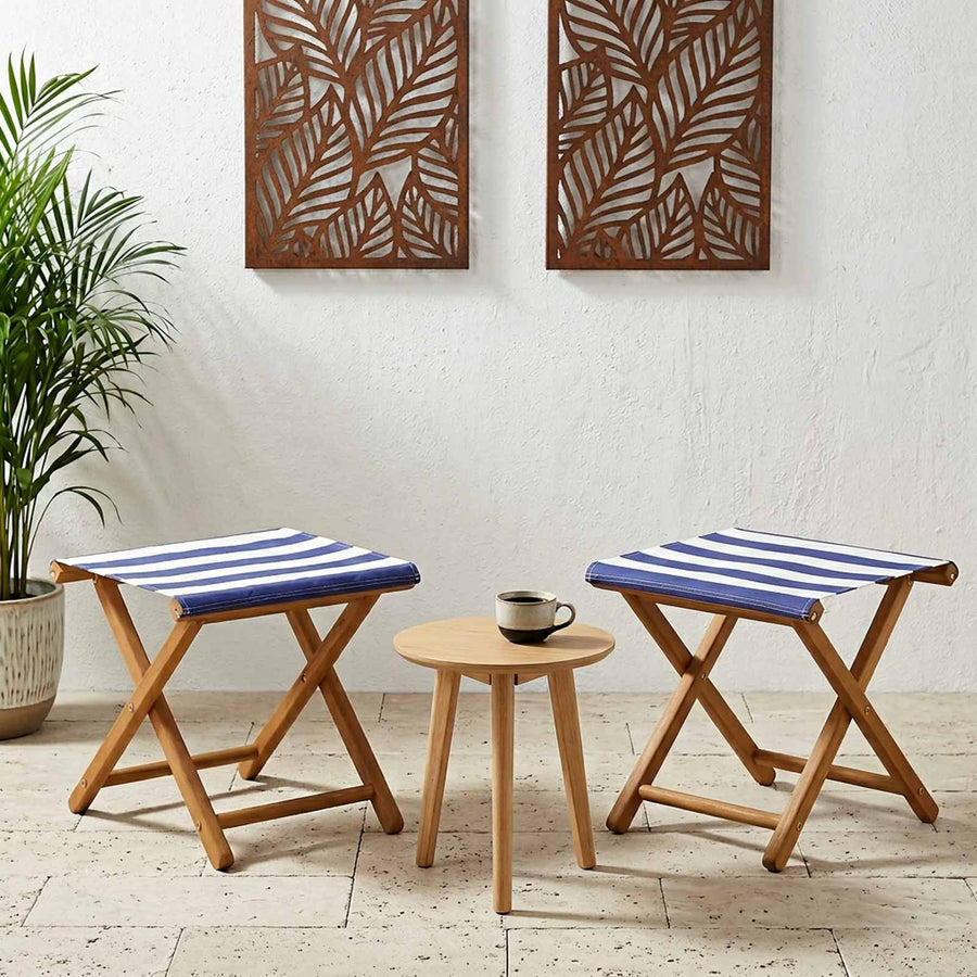 Ligstoel 2 pcs massief eucalyptushout Blauw en Wit