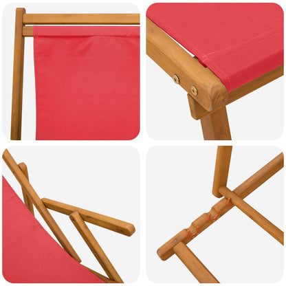 Opvouwbare zonnebed 3 Positie Massief Eucalyptus Hout Rood