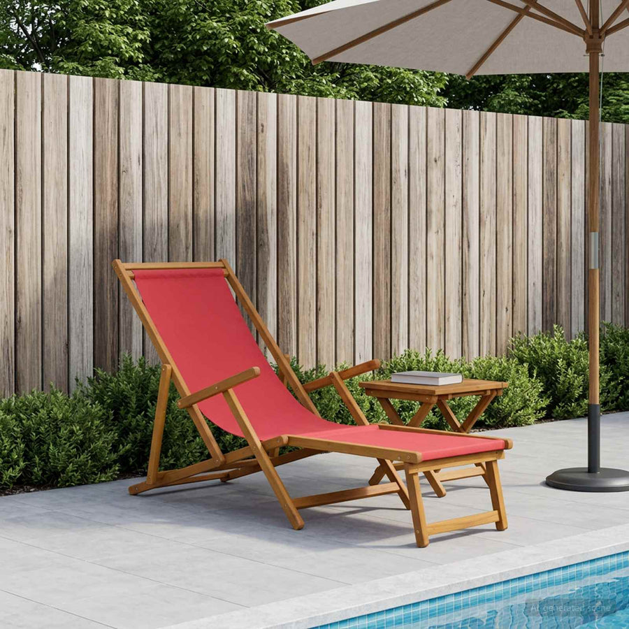 Opvouwbare zonnebed 3 Positie Massief Eucalyptus Hout Rood