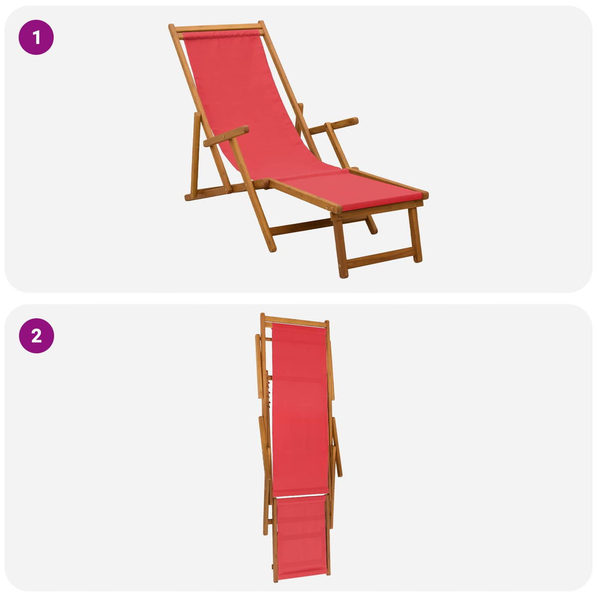 Opvouwbare zonnebed 3 Positie Massief Eucalyptus Hout Rood