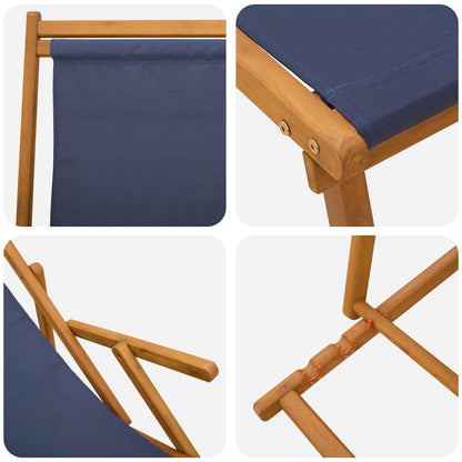 Opvouwbare zonnebed 3 Positie Massief Eucalyptus Hout Blauw
