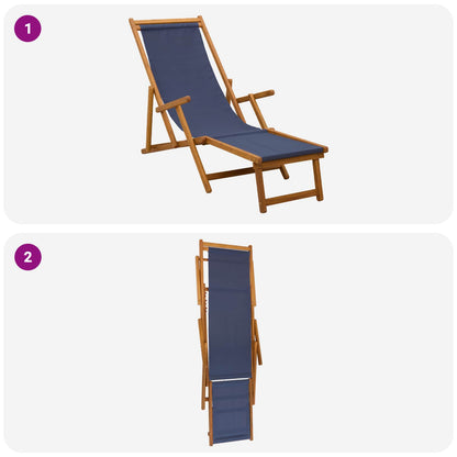 Opvouwbare zonnebed 3 Positie Massief Eucalyptus Hout Blauw