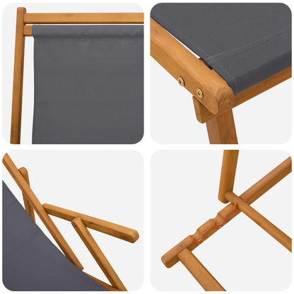 Opvouwbare zonnebed 3 Positie Massief Eucalyptus Hout Grijs