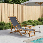 Zonnebed massief eucalyptus hout grijs 3 posities 61x155x95 cm