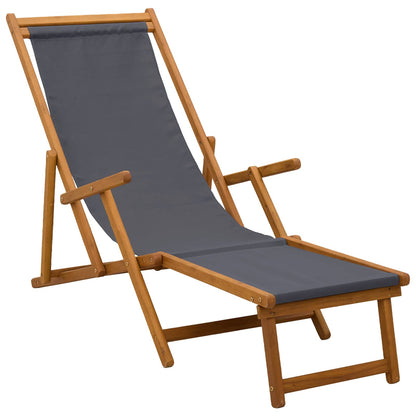 Opvouwbare zonnebed 3 Positie Massief Eucalyptus Hout Grijs