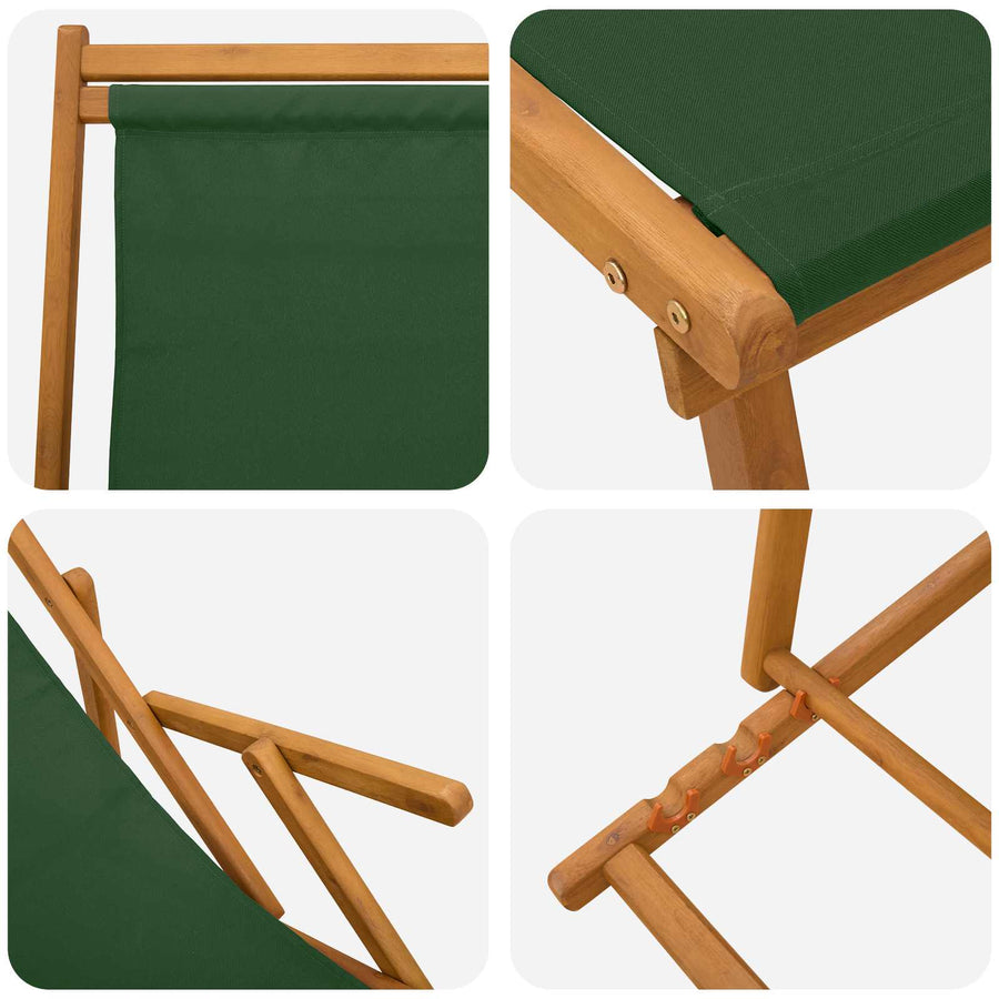 Opvouwbare zonnebed 3 Positie Massief Eucalyptus Hout Groen