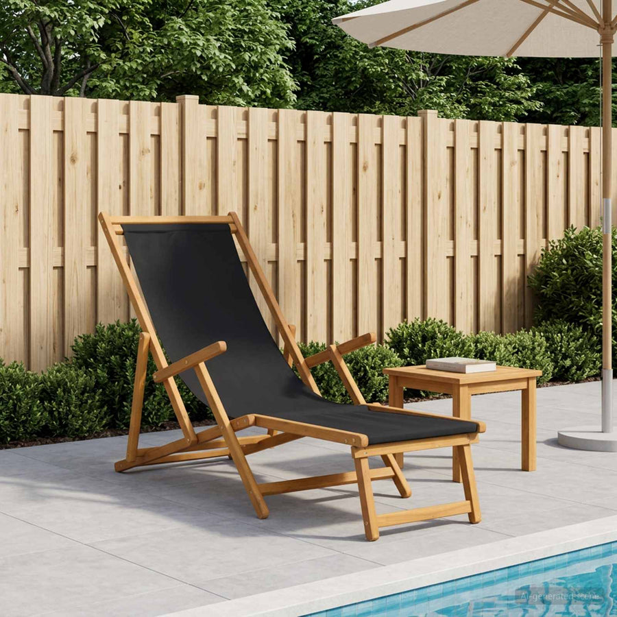 Opvouwbare zonnebed 3 Positie Massief Eucalyptus Hout Zwart