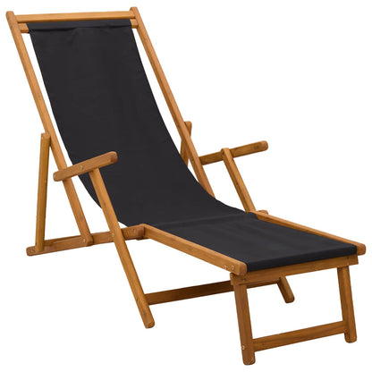 Opvouwbare zonnebed 3 Positie Massief Eucalyptus Hout Zwart