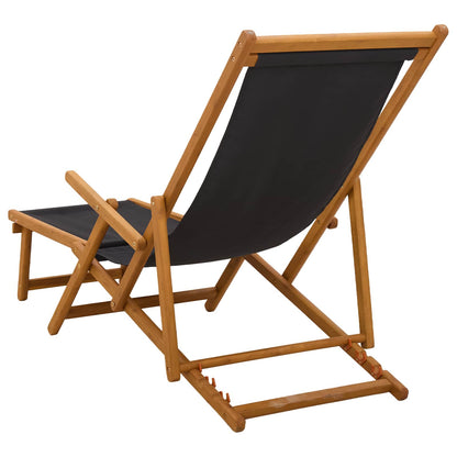 Opvouwbare zonnebed 3 Positie Massief Eucalyptus Hout Zwart