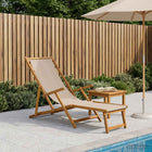 Ligstoel massief eucalyptus hout beige 61x166x81 cm
