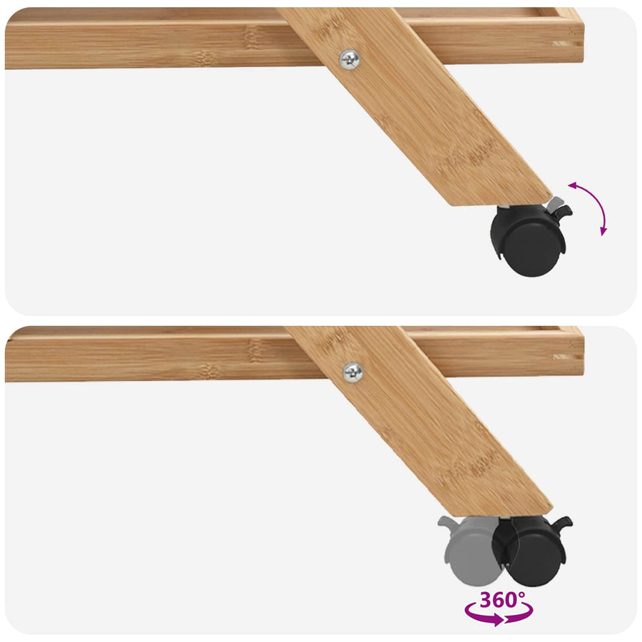 Keukentrolley met Wielen Licht Bruin 65 x 40,5 x 76,5 cm Bamboe