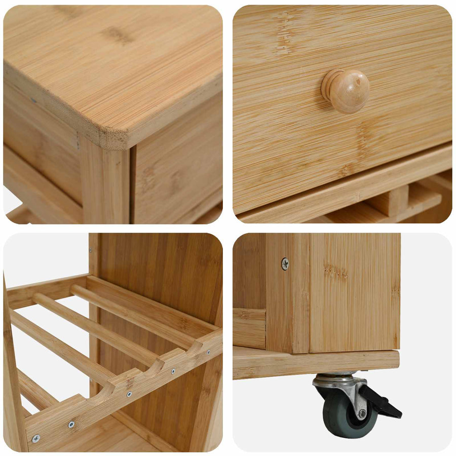 Keukentrolley met Wielen Naturel 47,5 x 36 x 83 cm Bamboe