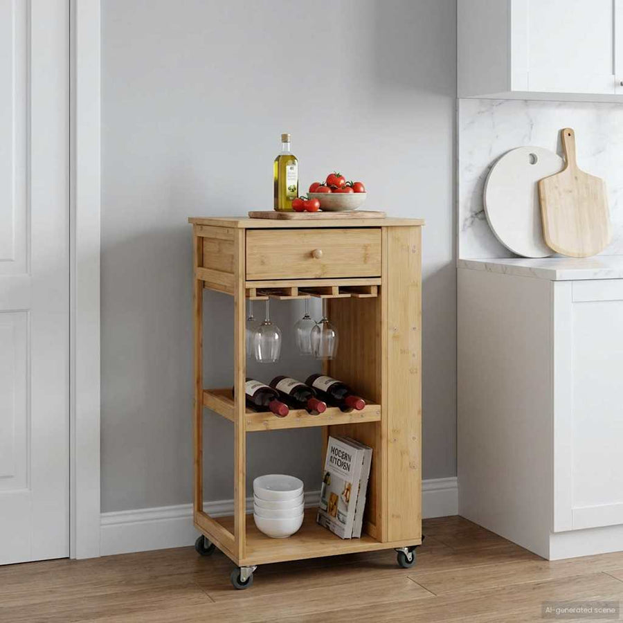 Keukentrolley met Wielen Naturel 47,5 x 36 x 83 cm Bamboe
