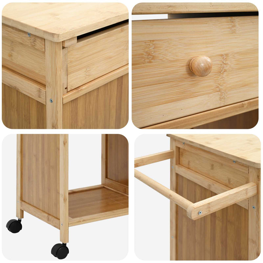Keukentrolley met Wielen Naturel 90,5 x 36 x 86,5 cm Bamboe