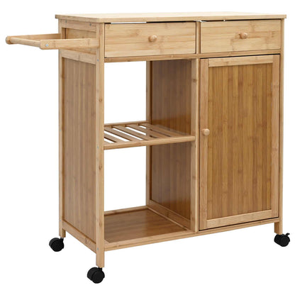 Keukentrolley met Wielen Naturel 90,5 x 36 x 86,5 cm Bamboe