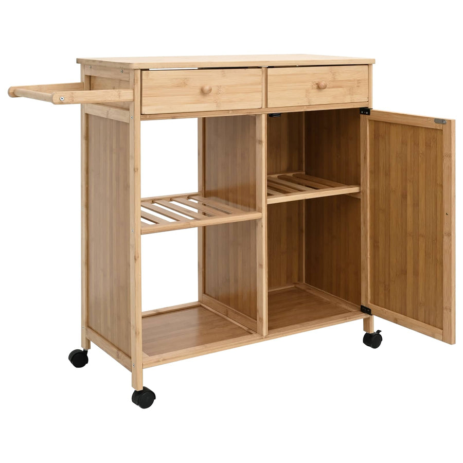 Keukentrolley met Wielen Naturel 90,5 x 36 x 86,5 cm Bamboe