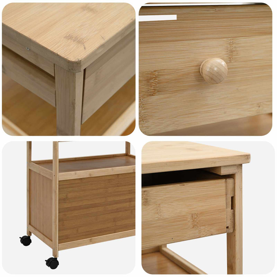 Keukentrolley met Wielen Naturel 59,5 x 36 x 82 cm Bamboe