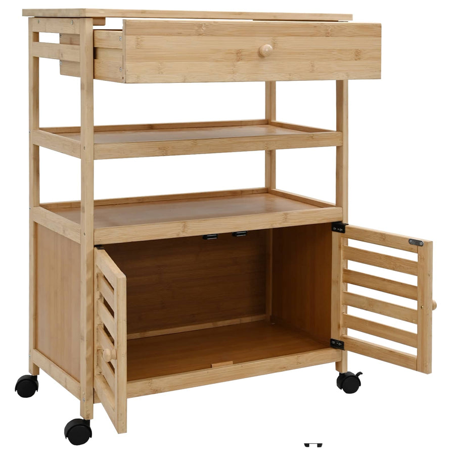 Keukentrolley met Wielen Naturel 59,5 x 36 x 82 cm Bamboe