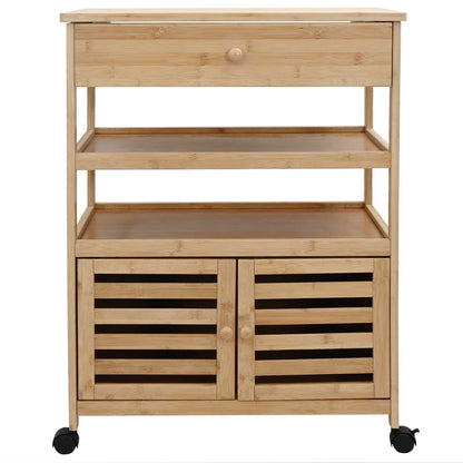 Keukentrolley met Wielen Naturel 59,5 x 36 x 82 cm Bamboe