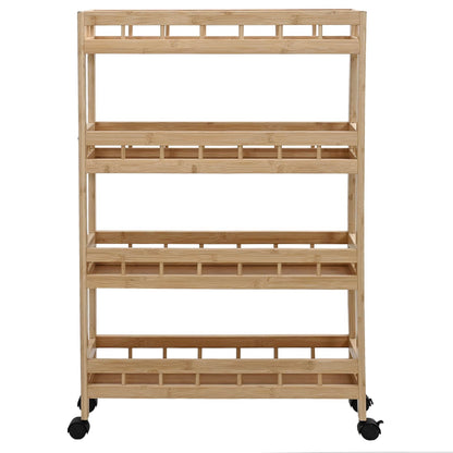 Keukentrolley met Wielen Naturel 60 x 18 x 97 cm Bamboe