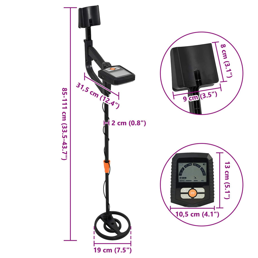 Metaaldetector met LCD-scherm 3 modi 19 cm spoel Zwart