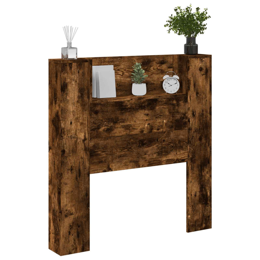 Hoofdbord Gerookt eiken 100 x 16,5 x 103,5 cm Bewerkt hout