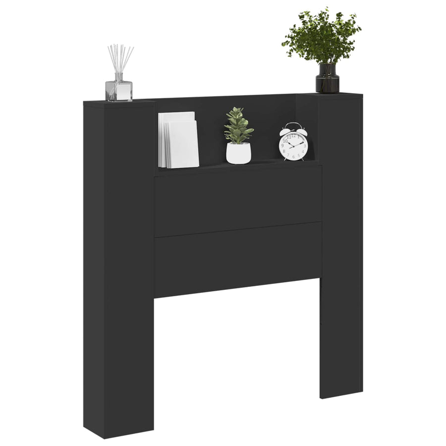 Hoofdbord met opslag Zwart 100 x 16,5 x 103,5 cm Bewerkt hout
