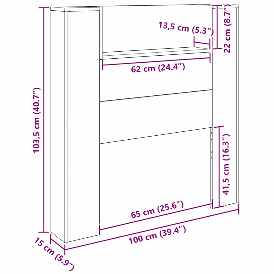 Hoofdeinde kas Artisan Eiken 120 x 15 x 103.5 cm Bewerkt hout