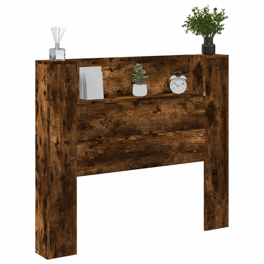 Hoofdbord Gerookt eiken 120 x 16,5 x 103,5 cm Bewerkt hout