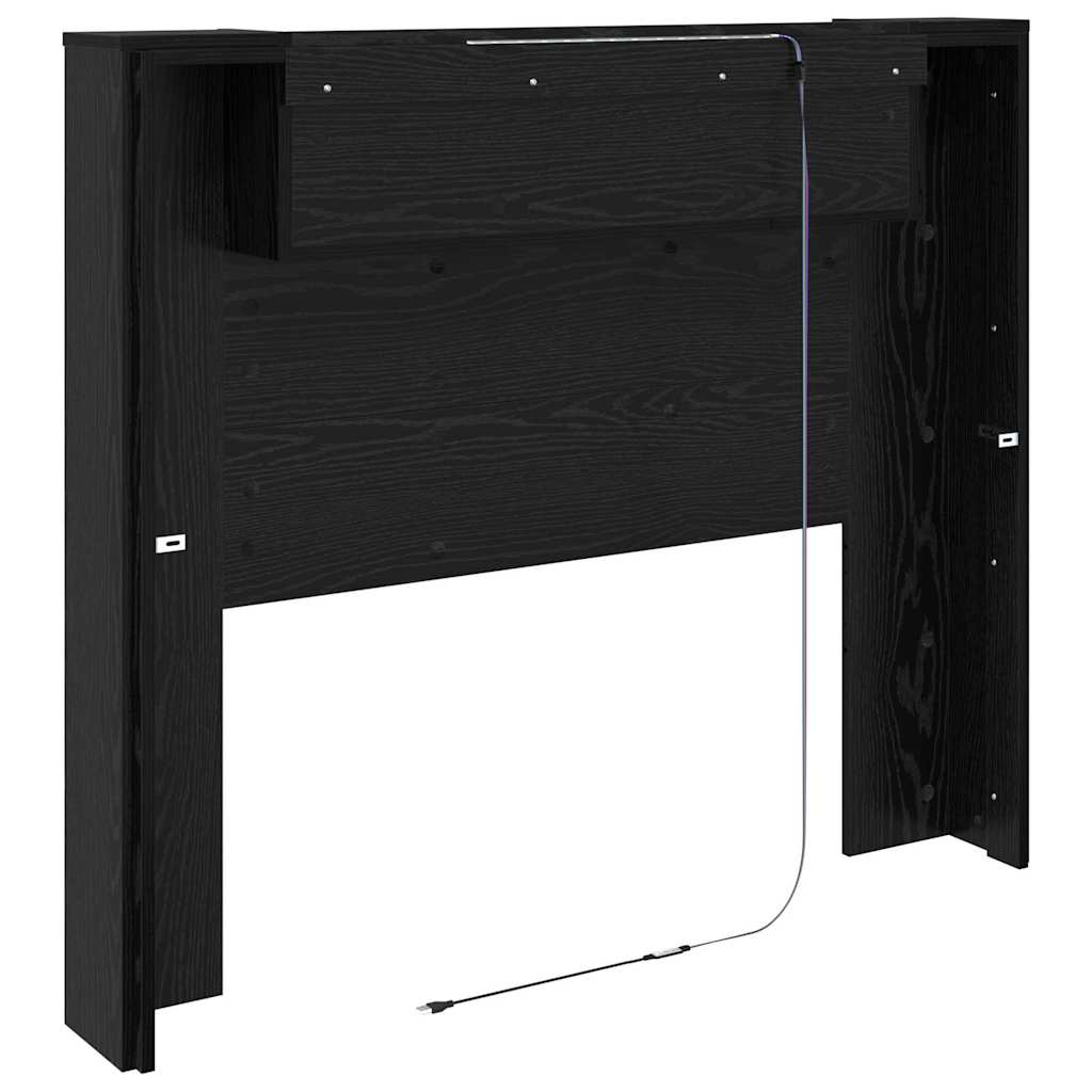 Hoofdeinde kas Zwart Eiken 120 x 15 x 103.5 cm Bewerkt hout