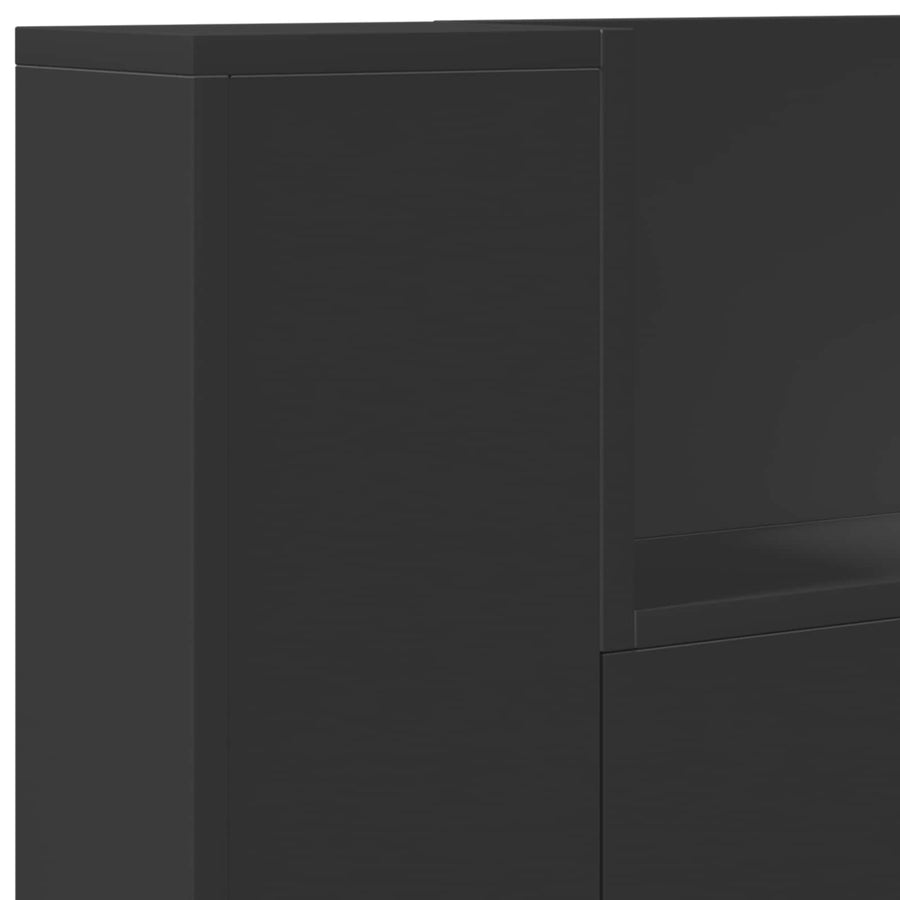 Hoofdbord met opslag Zwart 120 x 16,5 x 103,5 cm Bewerkt hout