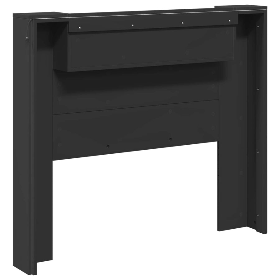 Hoofdbord met opslag Zwart 120 x 16,5 x 103,5 cm Bewerkt hout