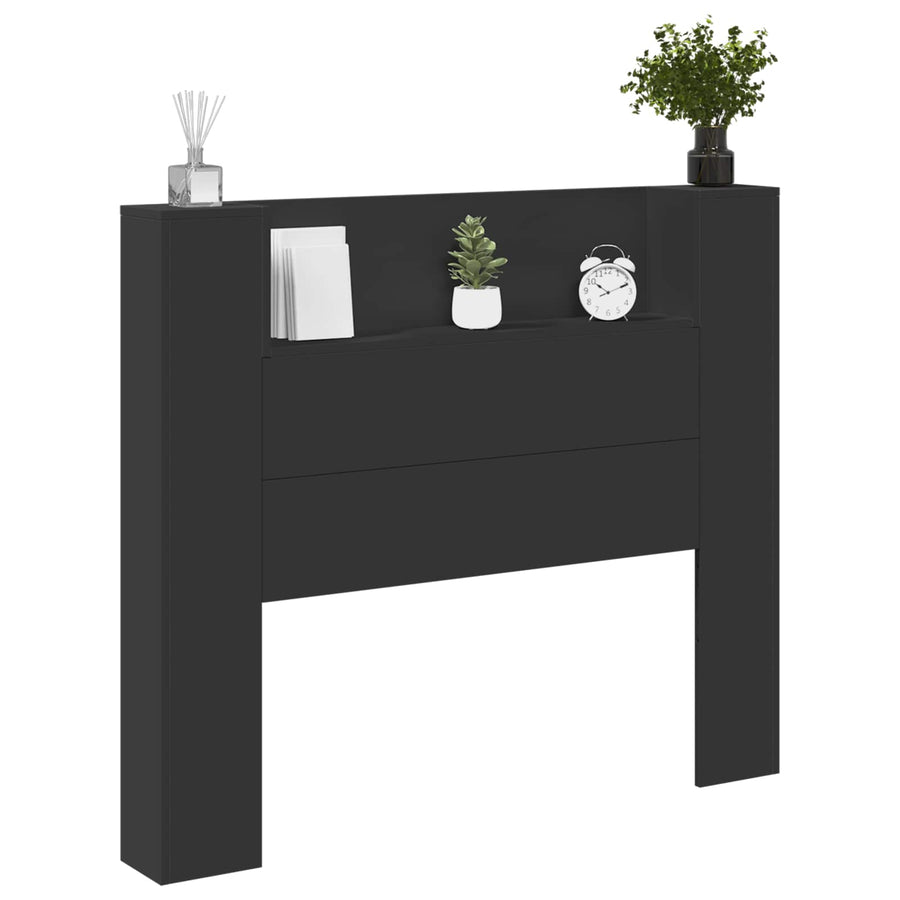 Hoofdbord met opslag Zwart 120 x 16,5 x 103,5 cm Bewerkt hout