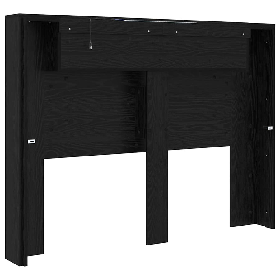 Hoofdbord Zwart Eiken 140 x 17 x 104,5 cm Bewerkt hout