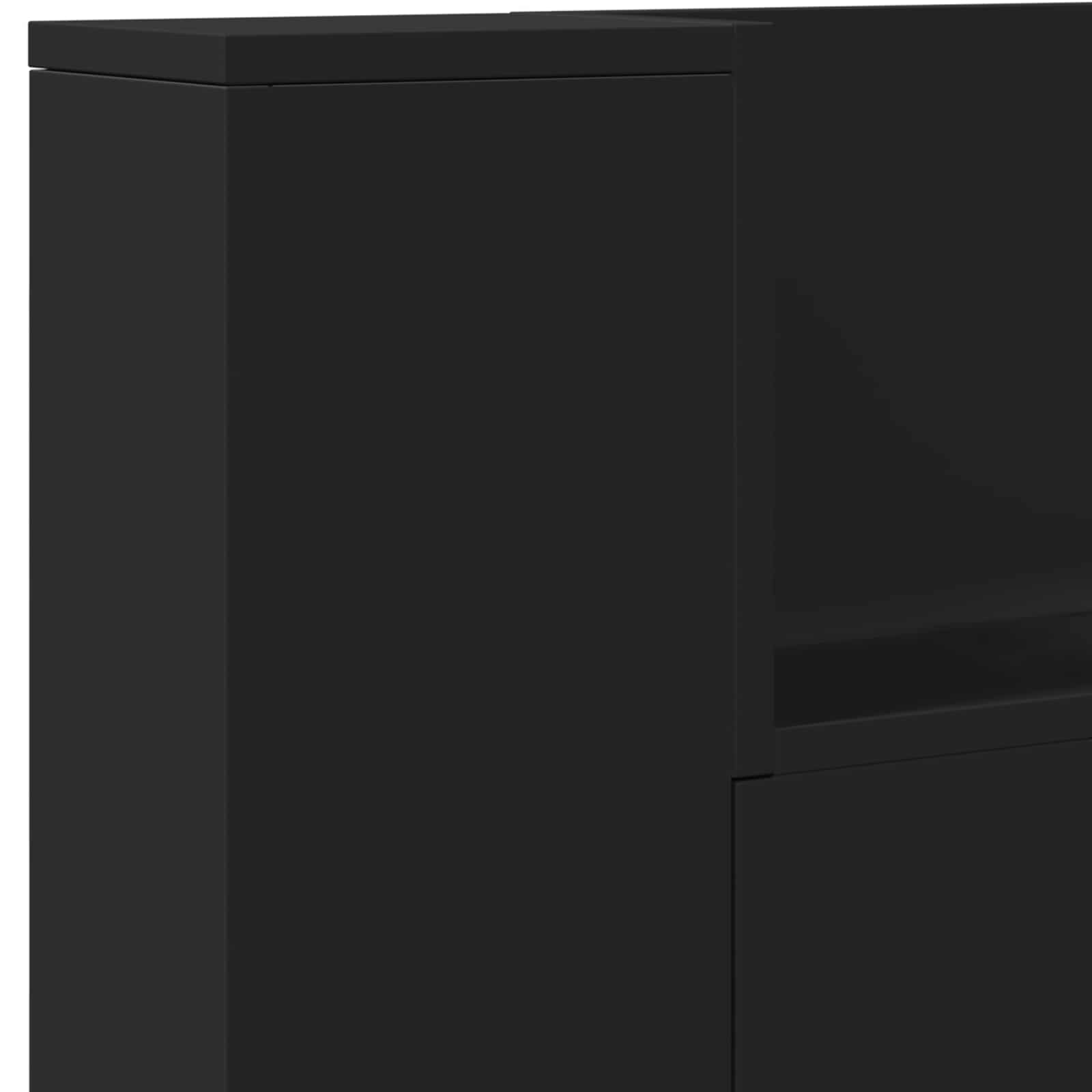Hoofdbord met opslag Zwart 140 x 16,5 x 103,5 cm Bewerkt hout