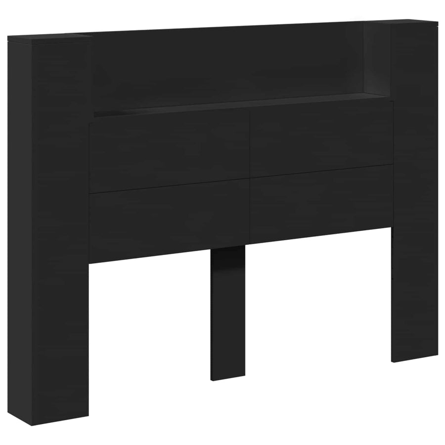 Hoofdbord met opslag Zwart 140 x 16,5 x 103,5 cm Bewerkt hout