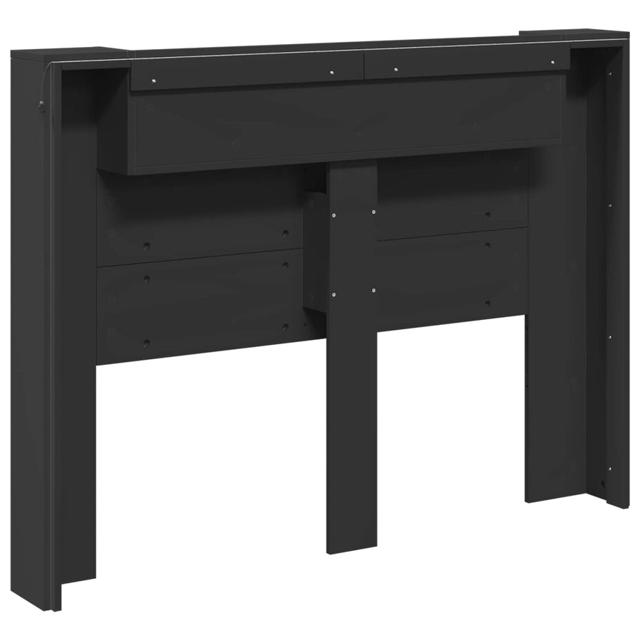 Hoofdbord met opslag Zwart 140 x 16,5 x 103,5 cm Bewerkt hout