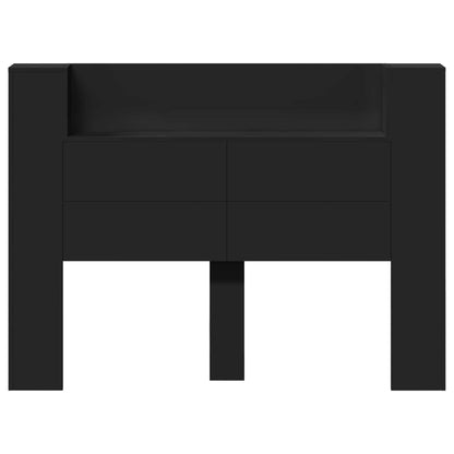 Hoofdbord met opslag Zwart 140 x 16,5 x 103,5 cm Bewerkt hout